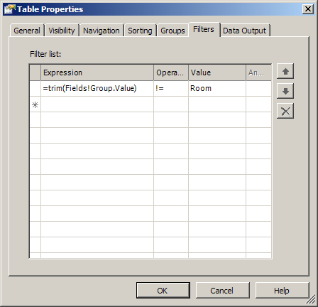 SQL Server Reporting Studio table properties